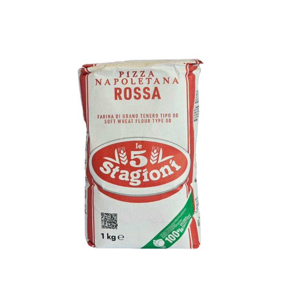 1 kg bag of Rossa pizza flour (soft wheat flour type 00) from Le 5 Stagioni